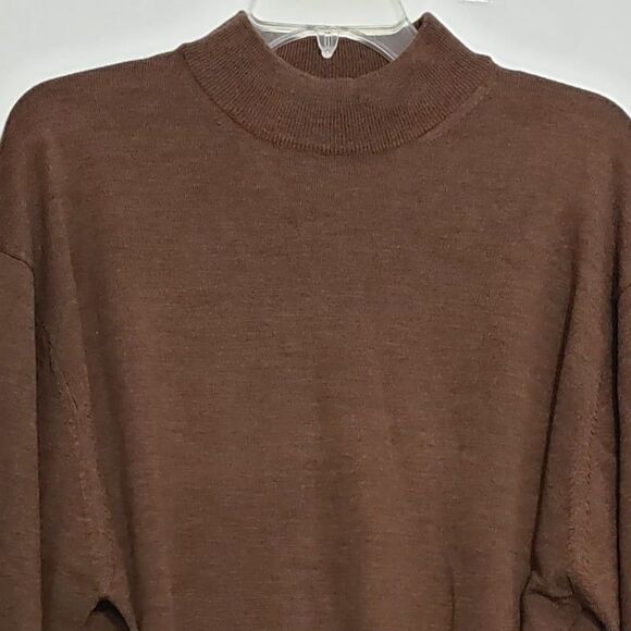 Pronto-Uomo Men's XL 100% Merino Extra Fine Wool Mock Neck Sweater - Picture 3 of 8